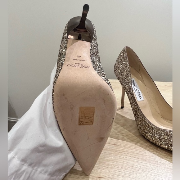 UNWORN AUTHENTIC Jimmy Choo Romy 100 Chunky Glitter Heel Size 40 MSRP $775 - Picture 7 of 8